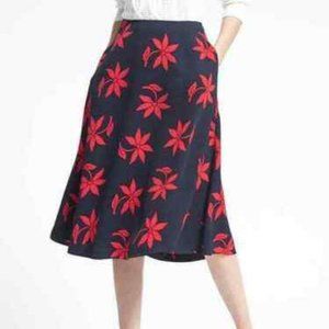 Banana Republic Floral Flare Skirt, Navy Combo, Size 14, NWT